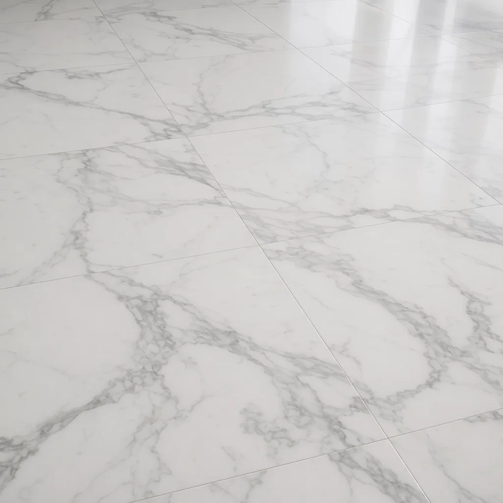 Carrara White Marble-Effect Vitrified Floor Tile — view 4