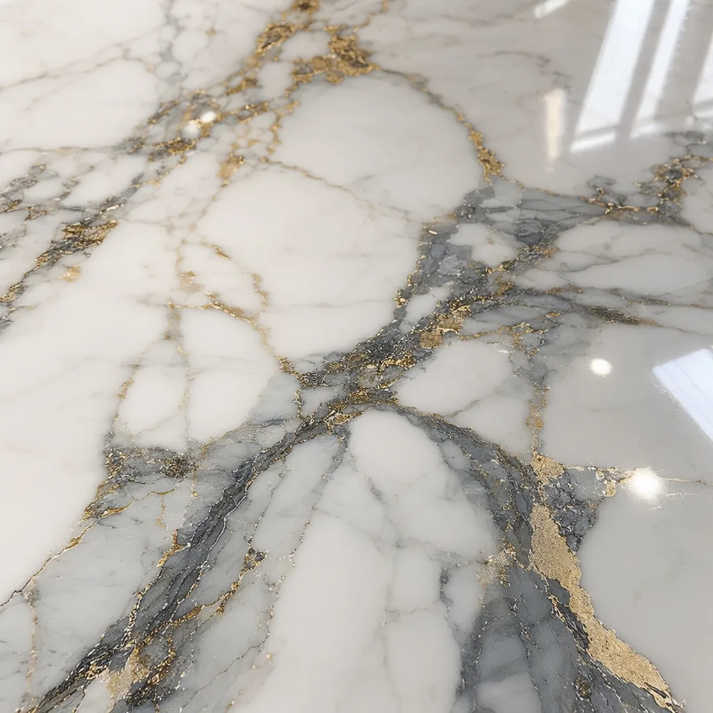 Statuario Gold Large-Format Marble-Effect Floor Tile — view 3