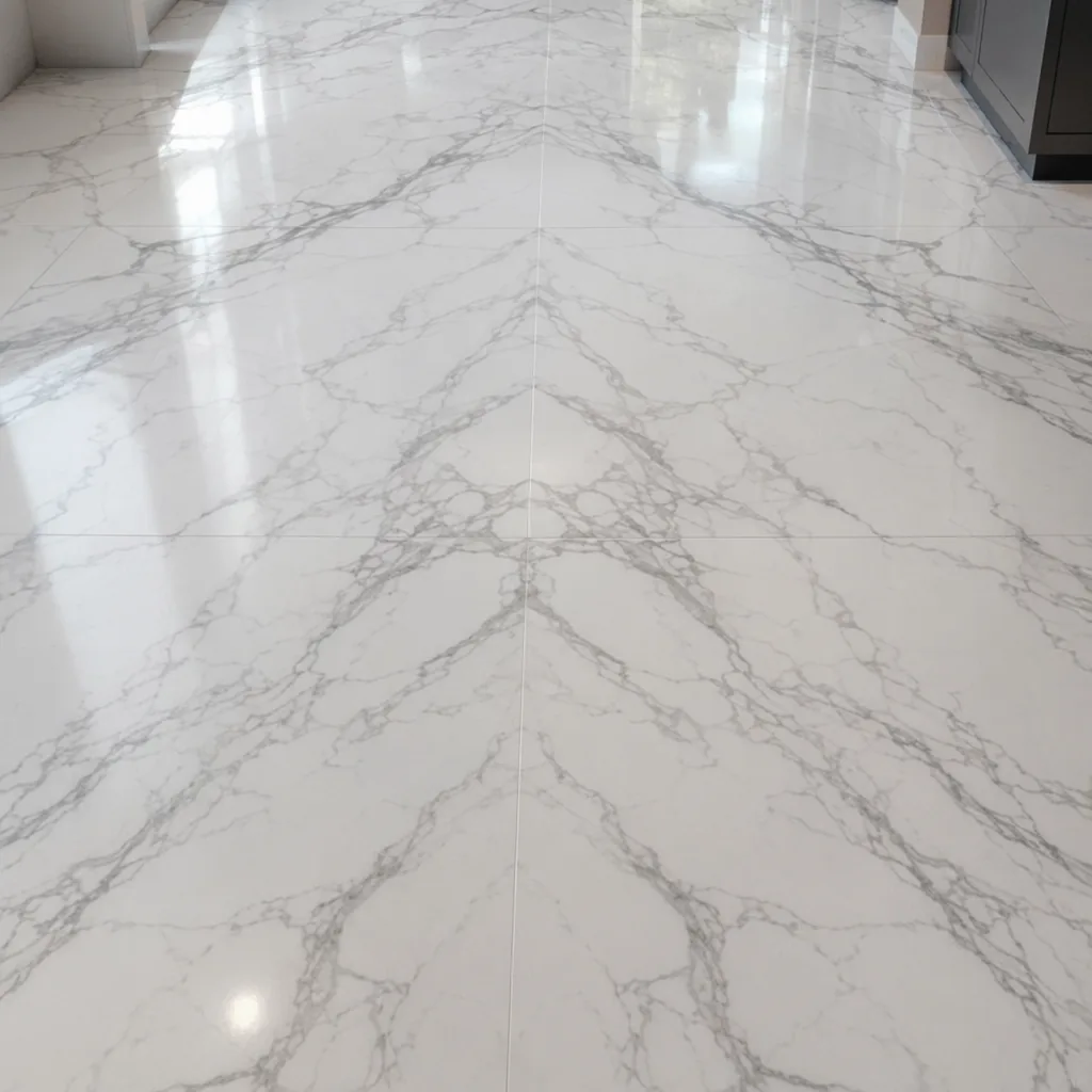 Statuario Gold Large-Format Marble-Effect Floor Tile — view 4