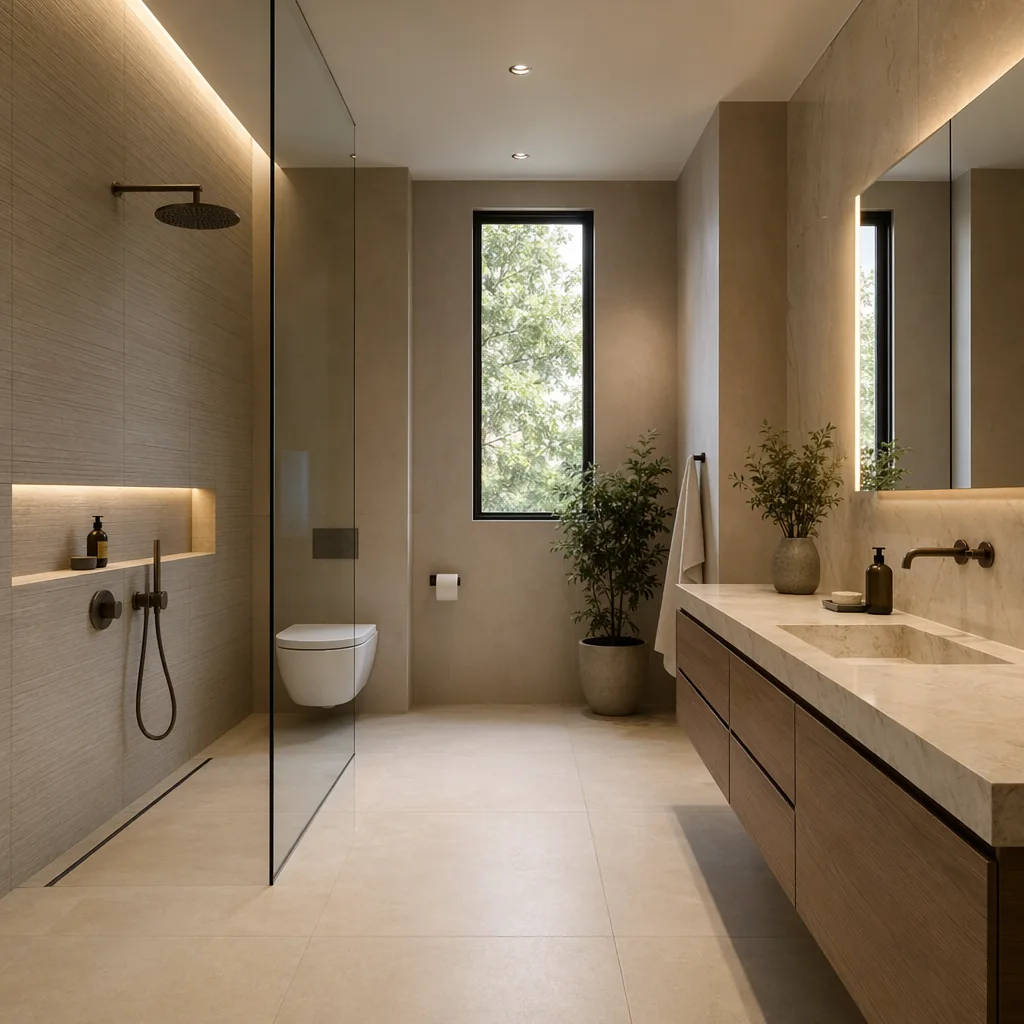 Ivory Matt Porcelain Bathroom Floor Tile — view 2