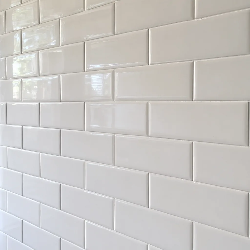Glossy White Subway Kitchen Wall Tile — view 4