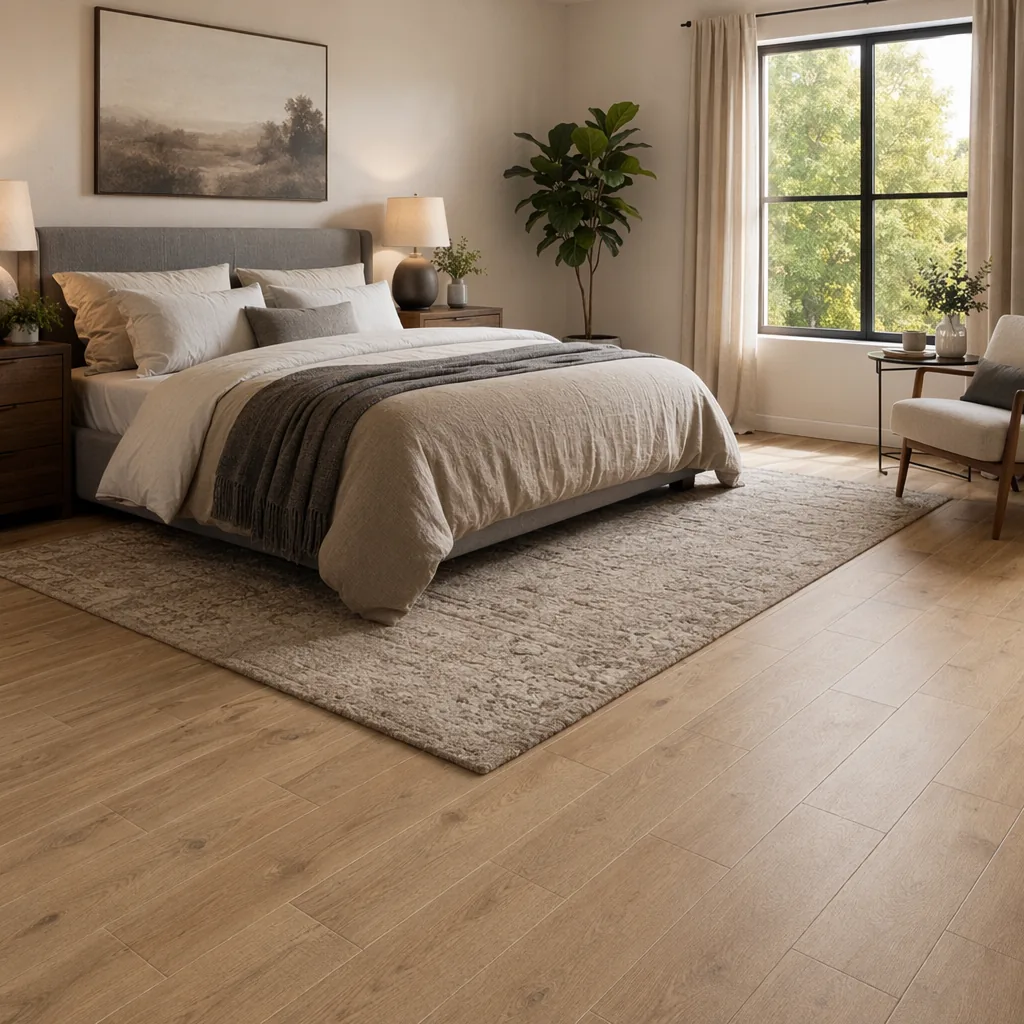 Natural Oak Wood-Look Plank Floor Tile — view 2