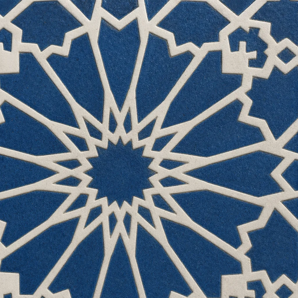 Blue Moroccan Pattern Floor Tile — view 3