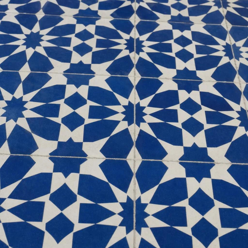 Blue Moroccan Pattern Floor Tile — view 4